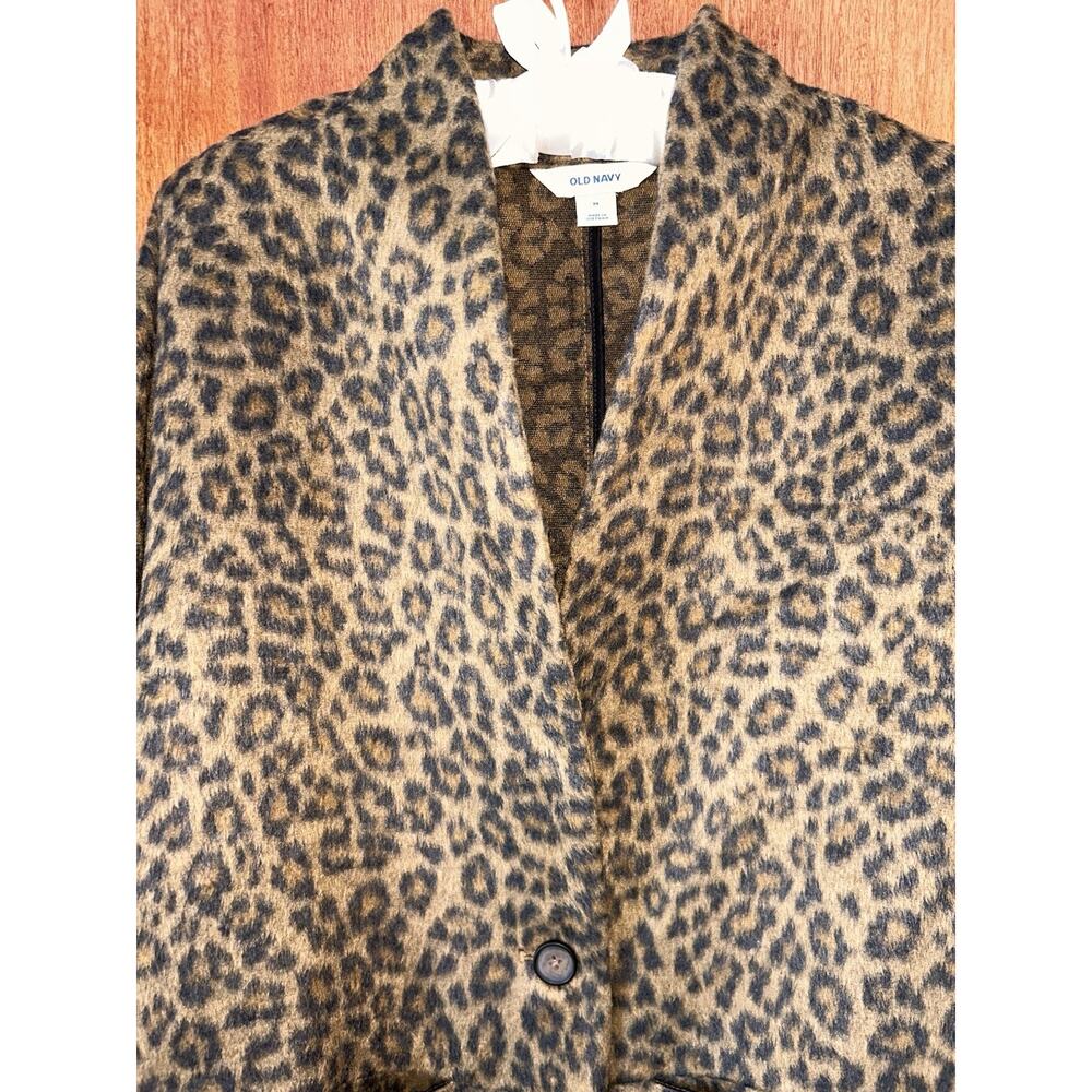 Old Navy Women’s Faux Fur Raglan Sleeve Mid Length Leopard Print Coatigan Sz. M - Picture 9 of 16